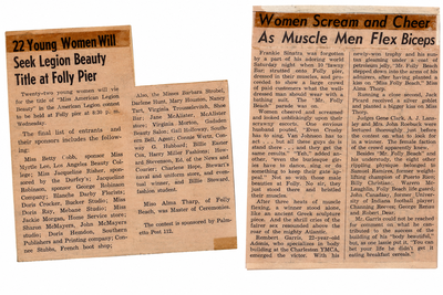 Alma Tharp at Folly Beach — Miss American Legion Beauty Contest and Mr. Folly Beach