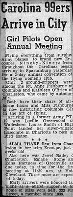 Alma Tharp Flies to Carolina Ninety-Nines Annual Convention