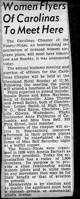 Carolina Ninety-Nines Annual Meeting in Spartanburg