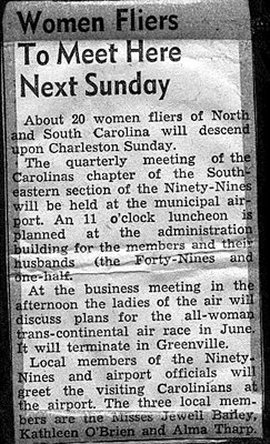 1950 — Ninety-Nines Women Fliers to Meet Here Next Sunday