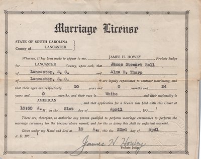 Marrage License