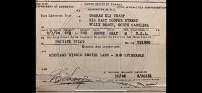 Alma's Father's Pilot License