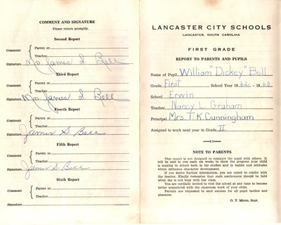 Dickey's 1st Grade Report Card