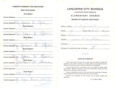 Dickey 4th Grade Report Card